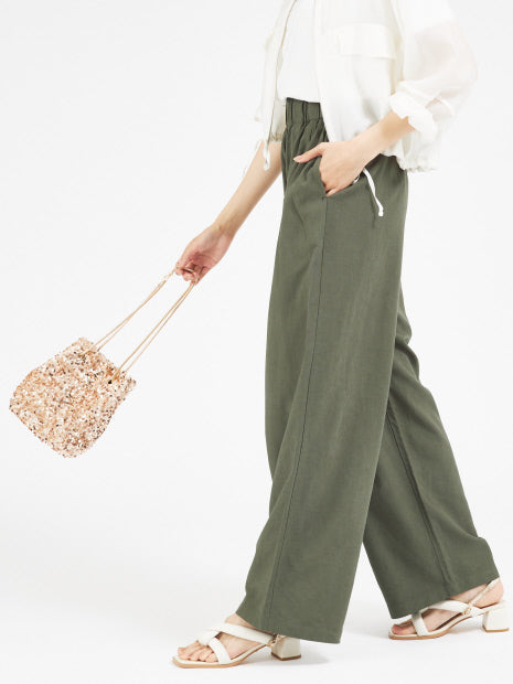 【セットアップ対応】レーヨンリネンワイドパンツ