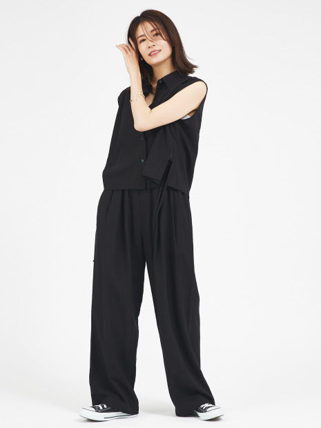【セットアップ対応】レーヨンリネンワイドパンツ