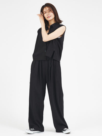 【セットアップ対応】レーヨンリネンワイドパンツ