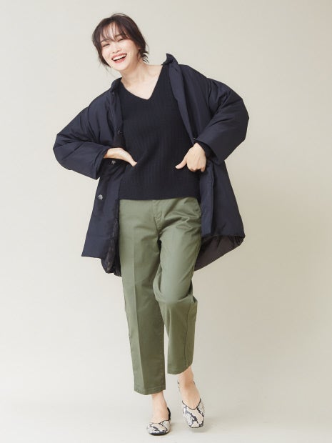 サテンストレッチベイカー風パンツ