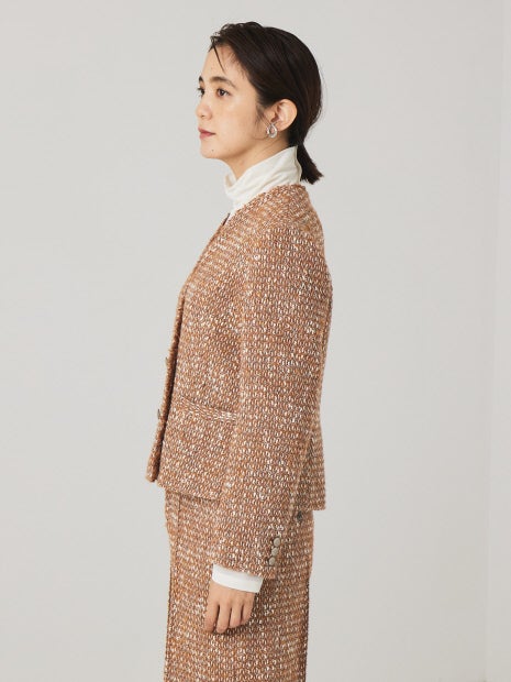 《セットアップ対応》ノーカラーツイードジャケット