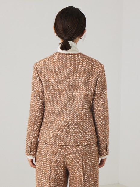 《セットアップ対応》ノーカラーツイードジャケット