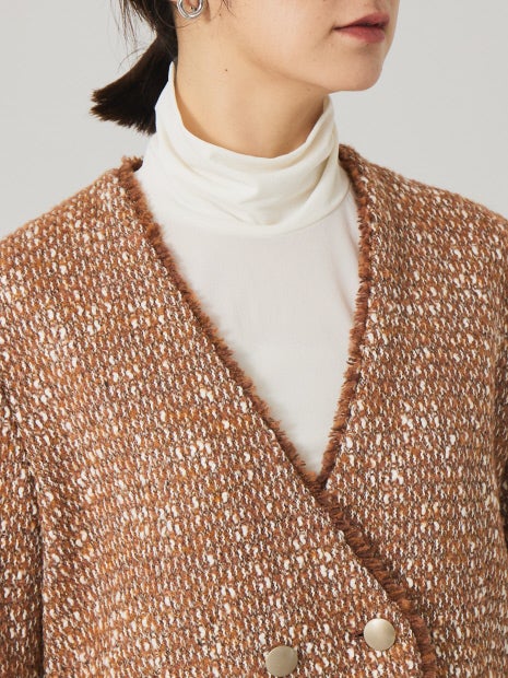 《セットアップ対応》ノーカラーツイードジャケット