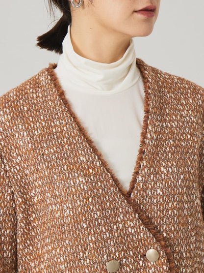 《セットアップ対応》ノーカラーツイードジャケット