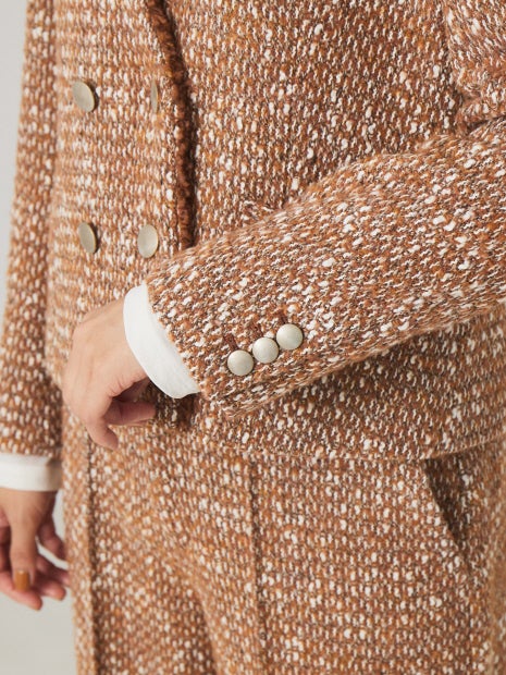 《セットアップ対応》ノーカラーツイードジャケット