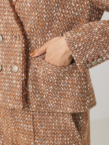 《セットアップ対応》ノーカラーツイードジャケット