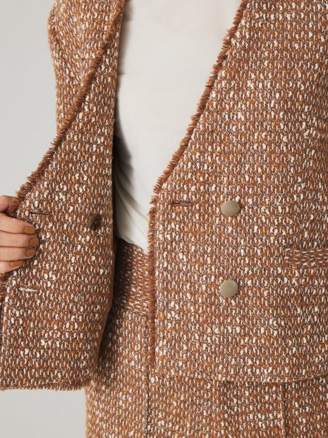 《セットアップ対応》ノーカラーツイードジャケット