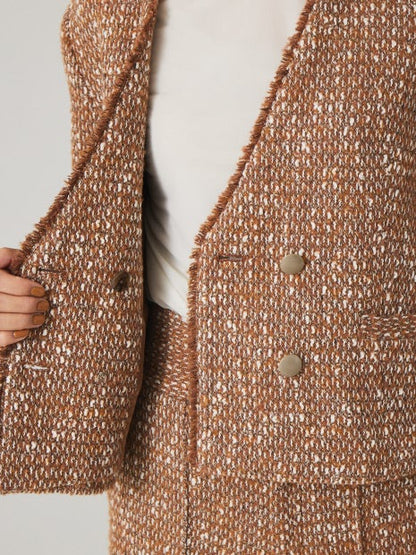 《セットアップ対応》ノーカラーツイードジャケット