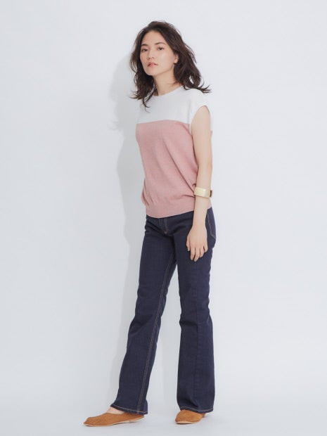 boussole×qualite バイカラーニットプルオーバー