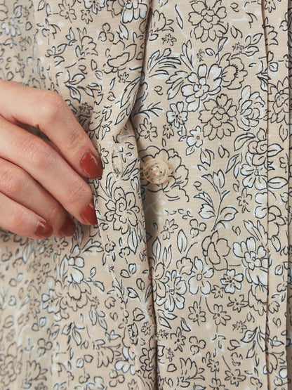 フラワーボリュームスリーブブラウス