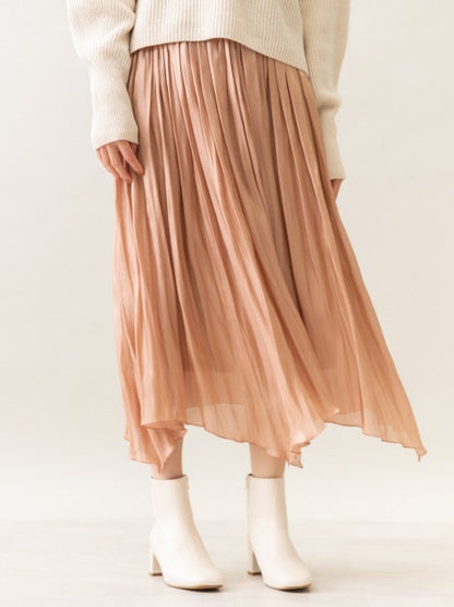サテンギャザーイレギュラーヘムスカート