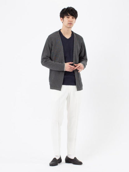 撚り杢ツイル Vネック 長袖 Tシャツ