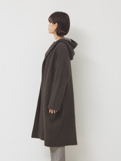 フォックス混接結ニットコート