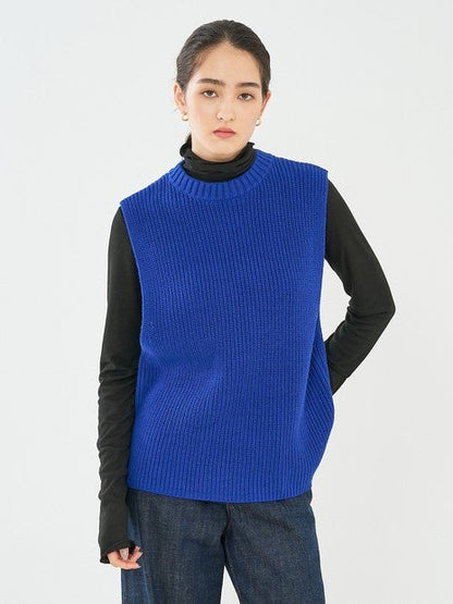 バックレースアップ畔編みベスト