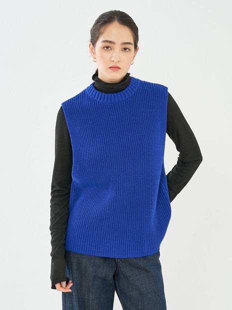 バックレースアップ畔編みベスト