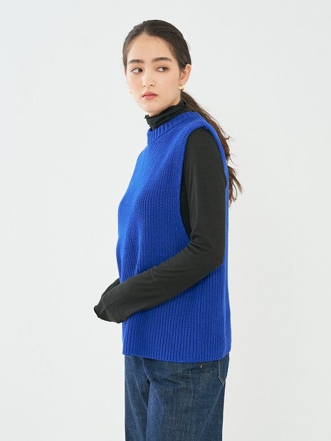 バックレースアップ畔編みベスト