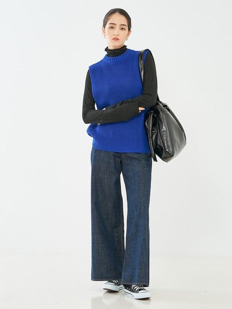 バックレースアップ畔編みベスト