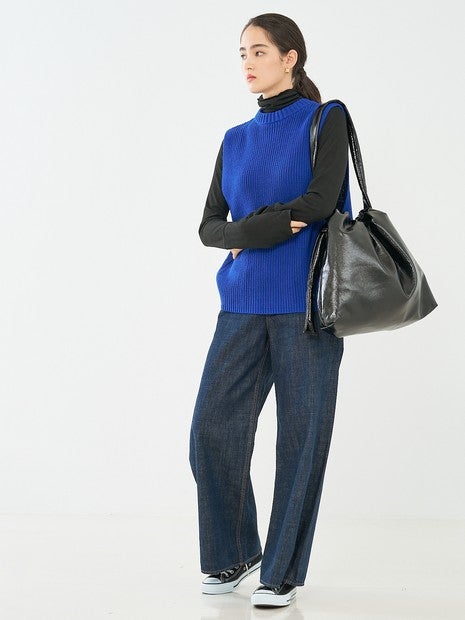 バックレースアップ畔編みベスト