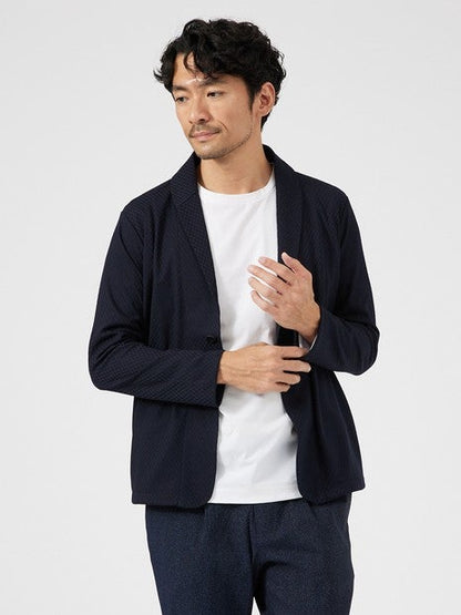 【MASCHILE】チェック リンクス ニット ショールジャケット