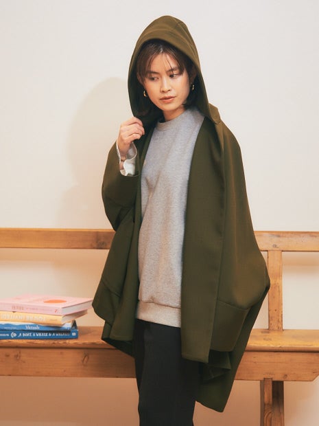 フーディーミドル丈コート