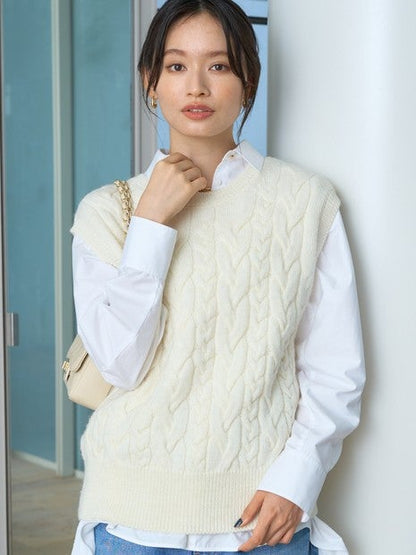 ケーブルニット2WAYベスト