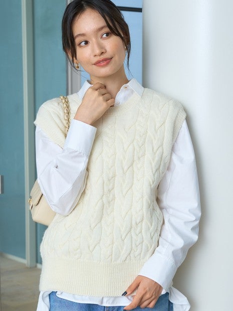 ケーブルニット2WAYベスト