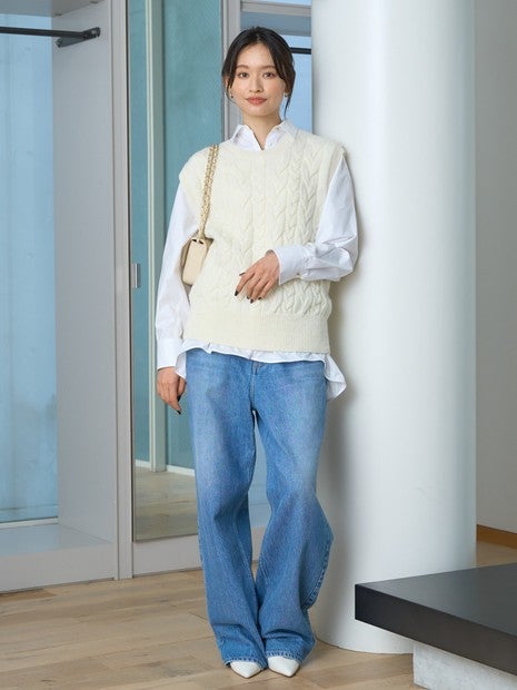 ケーブルニット2WAYベスト