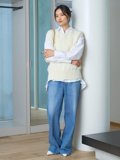 ケーブルニット2WAYベスト