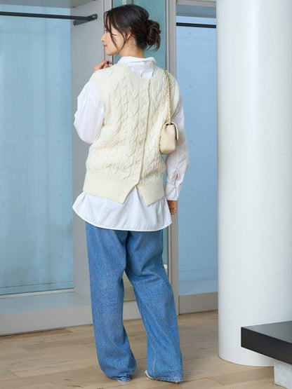 ケーブルニット2WAYベスト