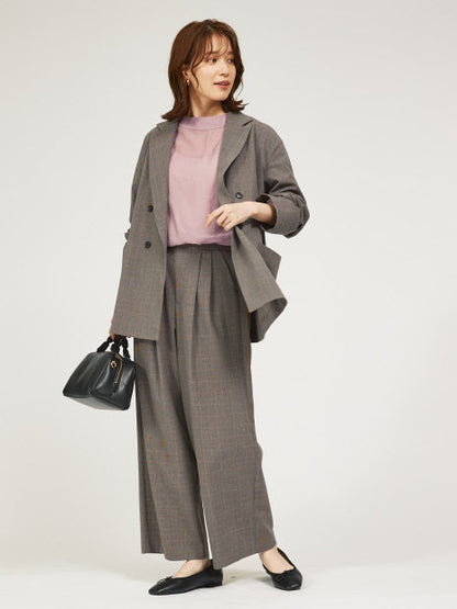 【セットアップ対応】グレンチェックタックワイドパンツ