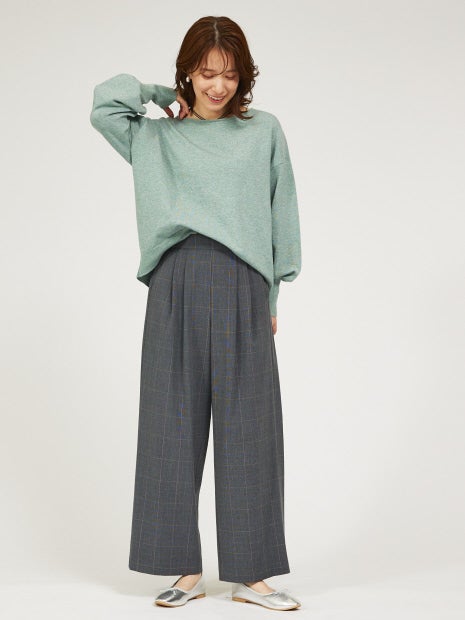 【セットアップ対応】グレンチェックタックワイドパンツ