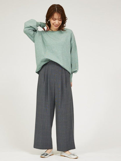 【セットアップ対応】グレンチェックタックワイドパンツ