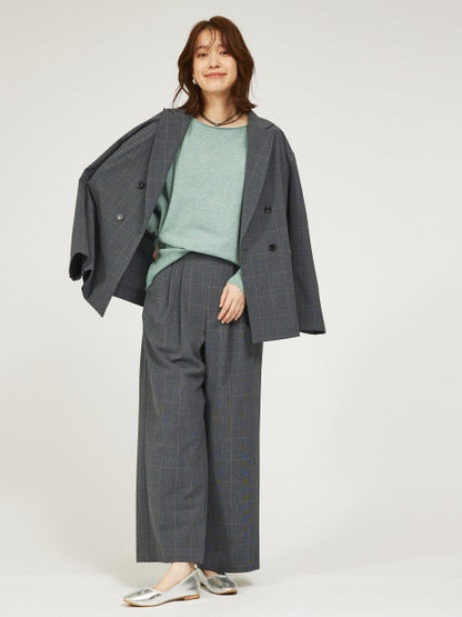 【セットアップ対応】グレンチェックタックワイドパンツ