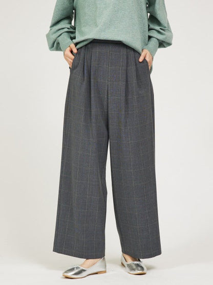 【セットアップ対応】グレンチェックタックワイドパンツ