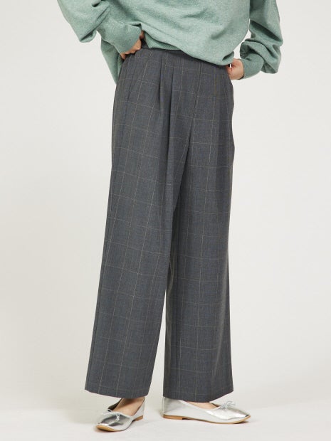 【セットアップ対応】グレンチェックタックワイドパンツ