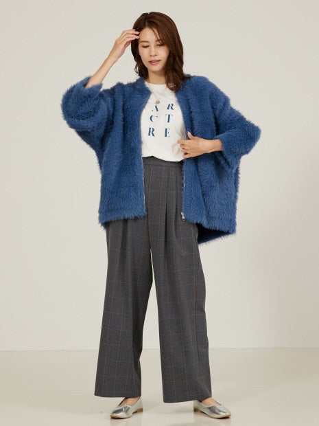 【セットアップ対応】グレンチェックタックワイドパンツ