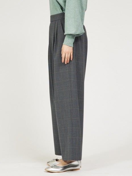 【セットアップ対応】グレンチェックタックワイドパンツ