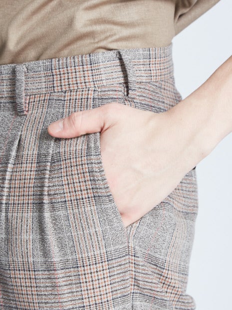 ブークレーグレンチェックリラックスパンツ