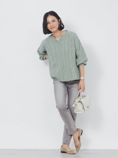 ecru ケーブルプルオーバー