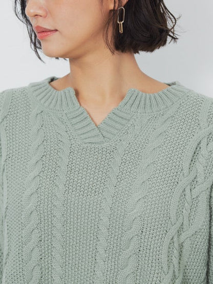 ecru ケーブルプルオーバー