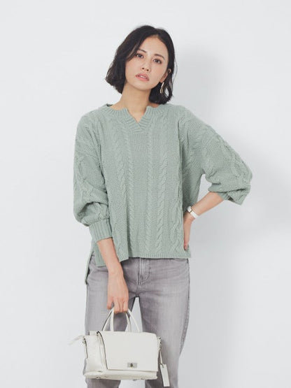 ecru ケーブルプルオーバー