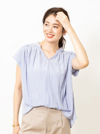 割繊ギャザーブラウス