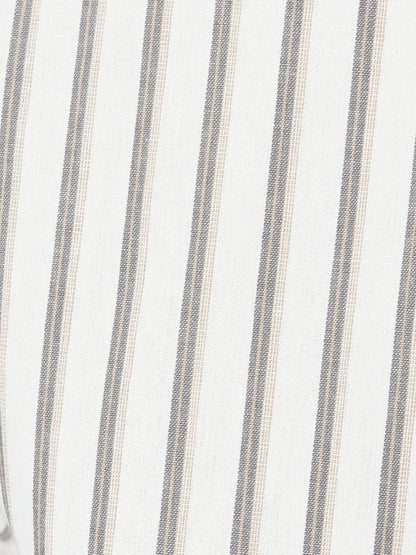 ナチュラル コットン バンドカラー ストライプ シャツ