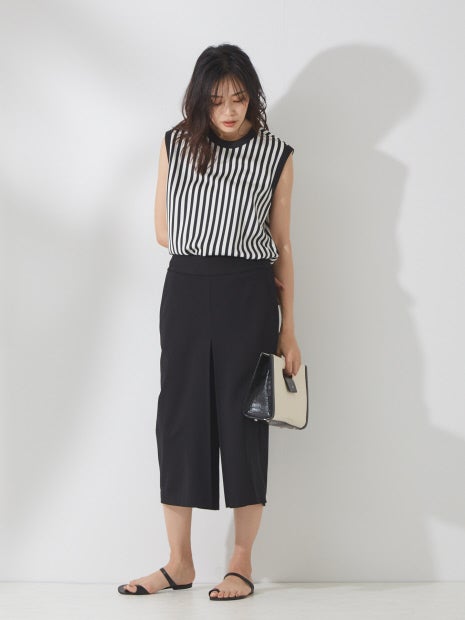 ストレッチボックスプリーツパンツ