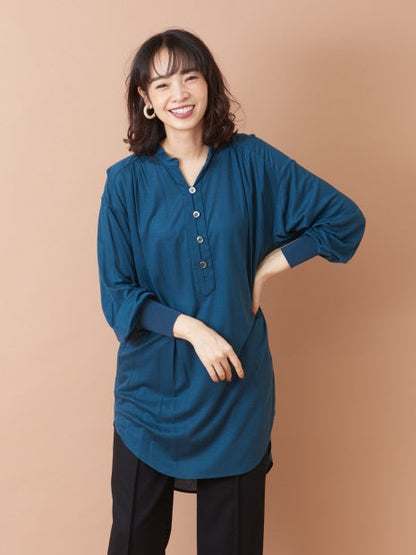 キーネックバックギャザーカットソー