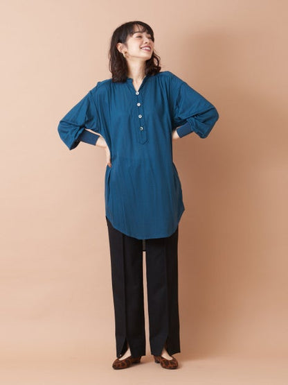 キーネックバックギャザーカットソー