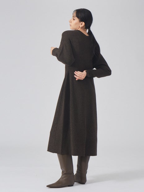 カラーメランジニットワンピース