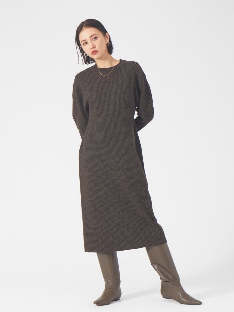 カラーメランジニットワンピース