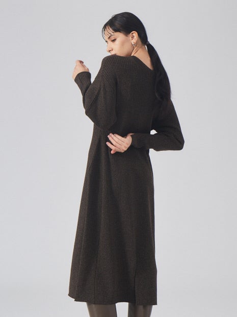 カラーメランジニットワンピース