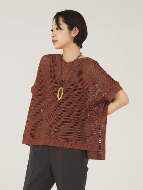 メッシュコットンスクエアニット